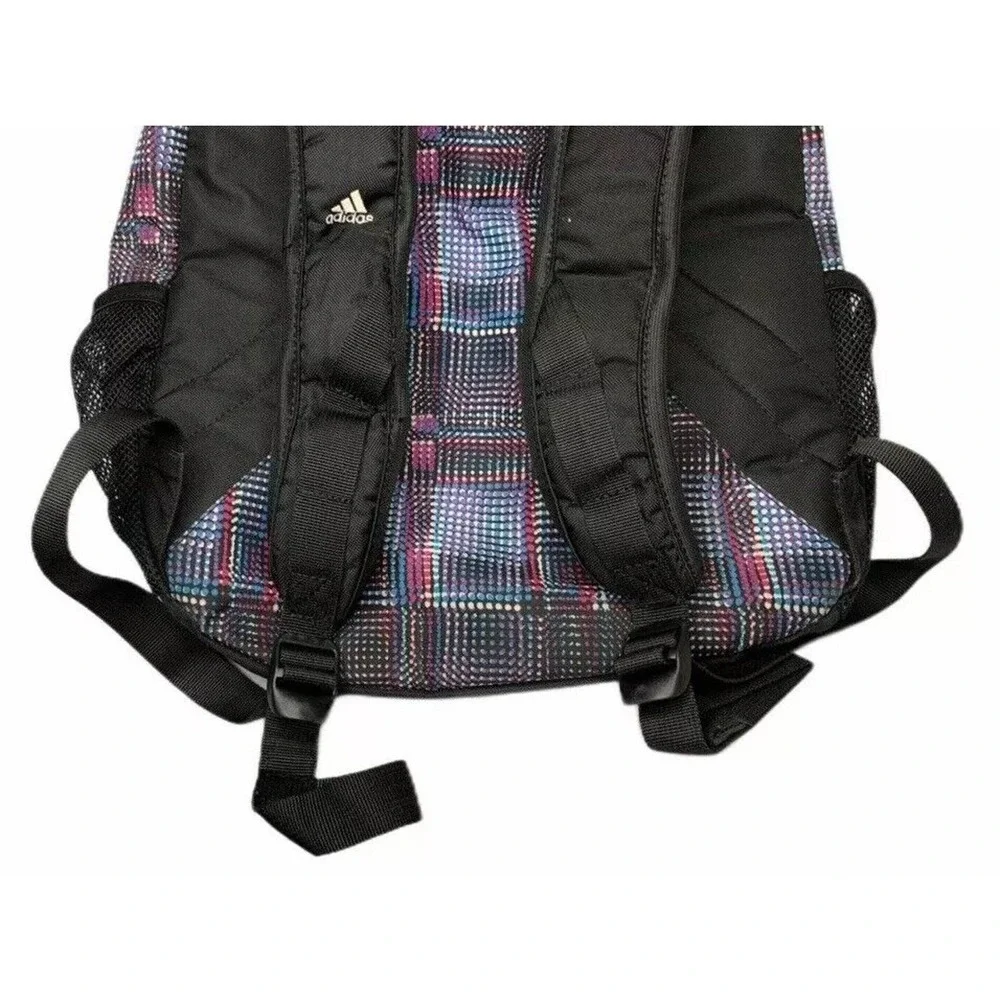 Adidas Black Blue White Pink Backpack w/‎ Laptop Sleeve & Load Spring Straps